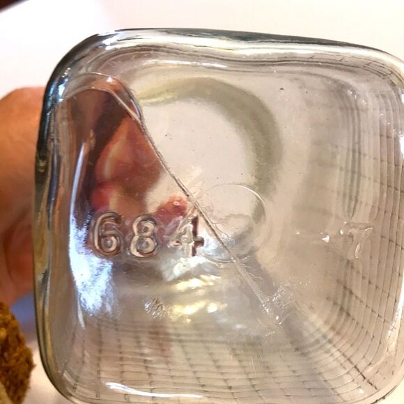 Vintage Quart canning/coffee Quilted Jar square with Waffle Grid Pattern - Picture 6 of 8